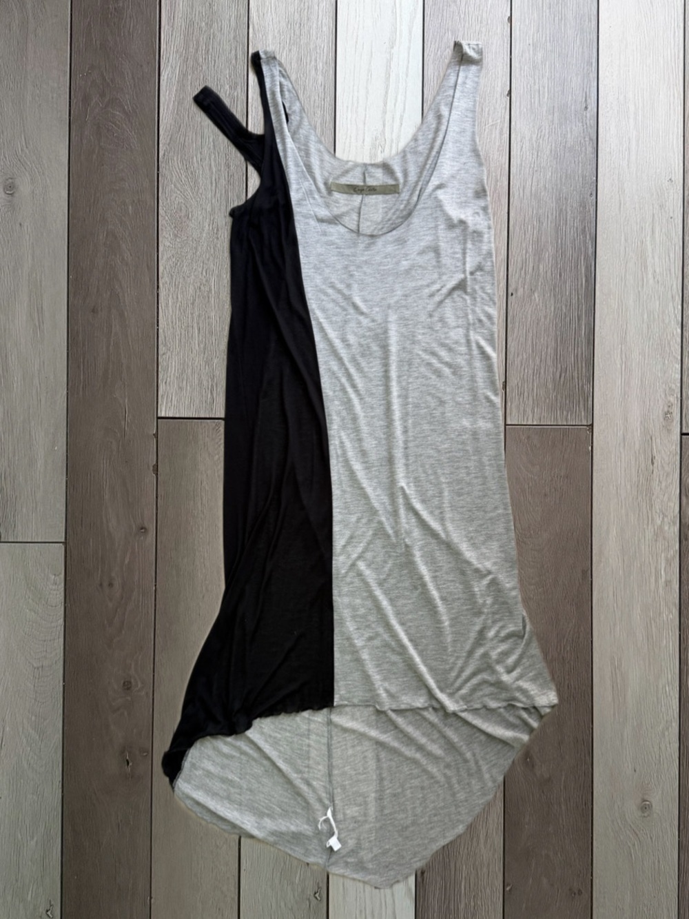 Enza Costa Black & Light Gray Two-Tone Tank Dress